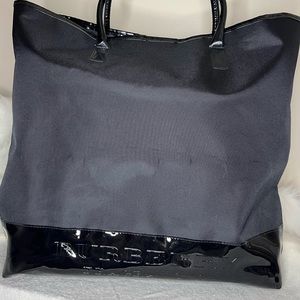 Burberry Fragrance Tote, Black Canvas and Black Patent